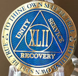 42 Year AA Medallion Reflex Blue Gold Plated RecoveryChip Design