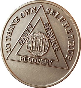 43 Year AA Medallion Premium Bronze Sobriety Chip Lion Back