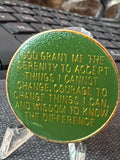 Pass It On Camel One Day At A Time Serenity Prayer Medallion Green Color