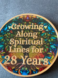 28 Year Multi-Color Tree Of Life Sobriety Medallion AA NA Chip Growing Along Spiritual Lines Back