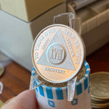 18 Year AA Medallion .999 Fine Silver Sobriety Chip