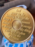 37 Year AA Medallion Green Gold Plated Sobriety Chip