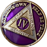 4 Year AA Medallion Tri-Plate Sobriety Chip Black Blue or Red or Purple