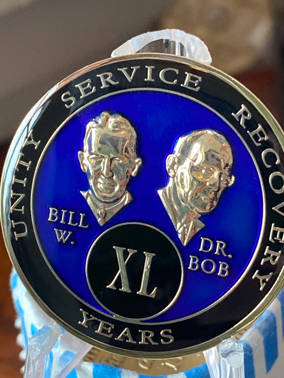 40 Year AA Founders Medallion Blue Tri-plate Sobriety Chip
