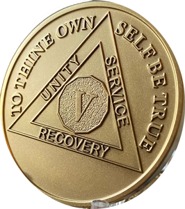 5 Year AA Medallion 1.5" Large Challenge Coin Premium Bronze Sobriety Chip