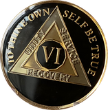6 Year AA Medallion Tri-Plate Sobriety Chip Black Blue or Red or Purple