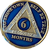 6 Month AA Medallion Midnight Blue Tri-Plate Sobriety Chip