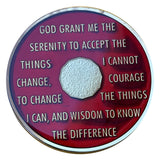 Serenity Prayer back of 7 year Mandarin Red sobriety chip