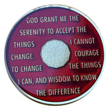 Mandarin Red tri-plate AA chip back with Serenity Prayer