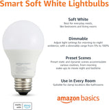 Amazon Basics Smart A19 LED Light Bulb, Dimmable Soft White (2700K), 9W (60W Equivalent), 800LM, Works with Alexa Only, 2.4 GHz Wi-Fi, No Hub Required