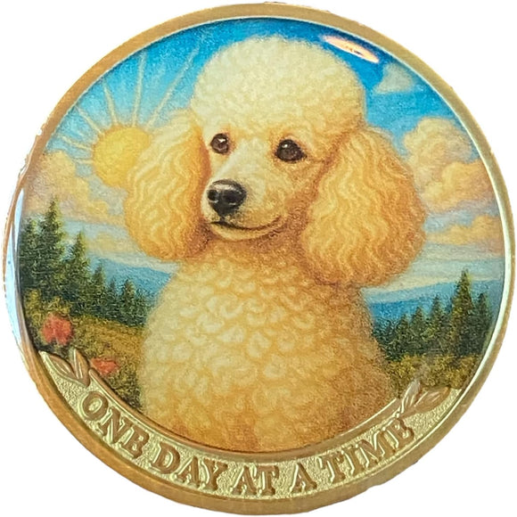 Poodle Color One Day At A Time Medallion Serenity Prayer Dog Chip