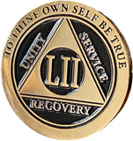 52 Year AA Medallion Elegant Black Gold & Silver Plated RecoveryChip Design
