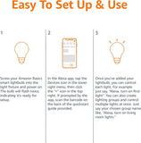 Amazon Basics Smart A19 LED Light Bulb, Dimmable Soft White (2700K), 9W (60W Equivalent), 800LM, Works with Alexa Only, 2.4 GHz Wi-Fi, No Hub Required