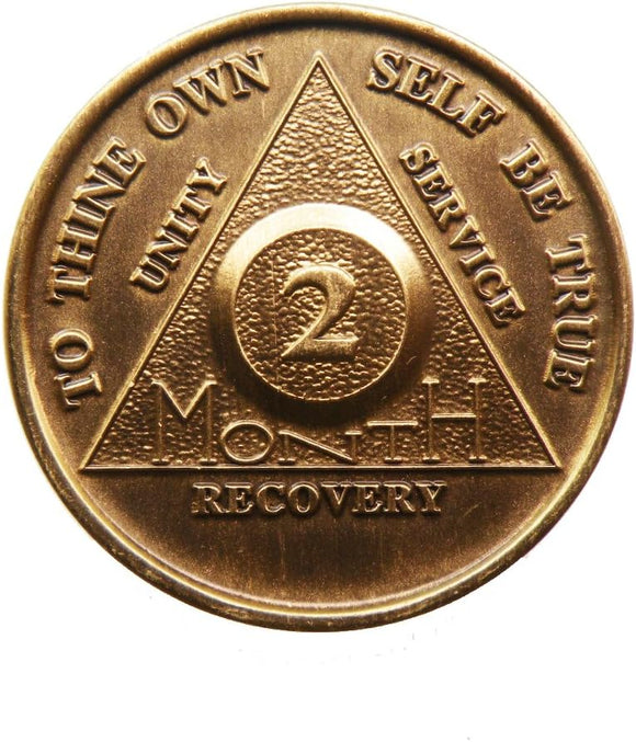 2 Month AA Medallion Bronze 60 Day Sobriety Chip