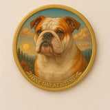 English Bulldog Color One Day At A Time Medallion Serenity Prayer Dog Chip
