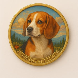 Beagle Color One Day At A Time Medallion Serenity Prayer Dog Chip