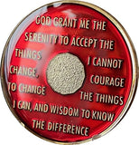 19 Year AA Medallion Metallic Mandarin Red Tri-Plate Sobriety Chip