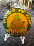 Pass It On Camel One Day At A Time Serenity Prayer Medallion Green Color