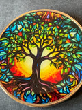 28 Year Multi-Color Tree Of Life Sobriety Medallion AA NA Chip Growing Along Spiritual Lines Back