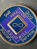 NA Infinity Medallion Blue and Purple  Oficial Narcotics Anonymous Clean Sobriety Chip