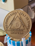 5 Month AA Medallion Premium Bronze Serenity Prayer Sobriety Chip
