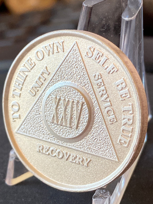 24 Year AA Medallion .999 Fine Silver Sobriety Chip .5oz