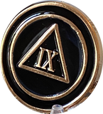 1 - 10 Year AA Lapel Pin Black Gold Plated Circle Triangle Design No Year Plain Front 25mm