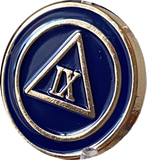1 - 10 Year AA Lapel Pin Blue Gold Plated Circle Triangle Design No Year Plain Front 25mm