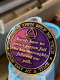 50 Year AA Founders Medallion Purple Tri-Plate Sobriety Chip