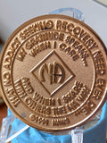 35 Year NA Clean Time Chip Purple Velvet Crystal Bronze Narcotics Anonymous Medallion