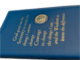 AA Twelve And Twelve Book Cover Vinyl Leather Feel Medallion Holder Serenity Prayer Blue Color