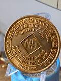 40 Year NA Clean Time Chip Rainbow Crystal Bronze Narcotics Anonymous Medallion