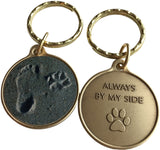 Always By My Side Pet Dog Paw Print Footprint Beach Bronze Keychain