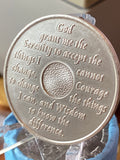 27 Year AA Medallion Pink Silver Plated Sobriety Chip Serenity Prayer Back