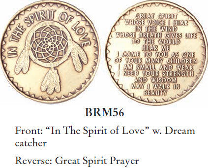 Bulk Lot 25 of In The Spirit Of Love Medallion Native American Chip Coin Great Spirit Prayer Bronze