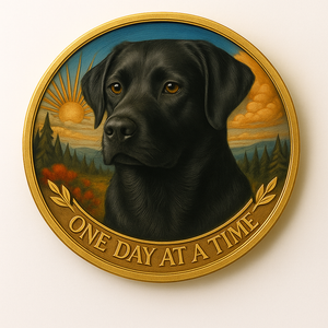 Black Lab Color Labrador Retriever One Day At A Time Medallion Serenity Prayer Dog Chip