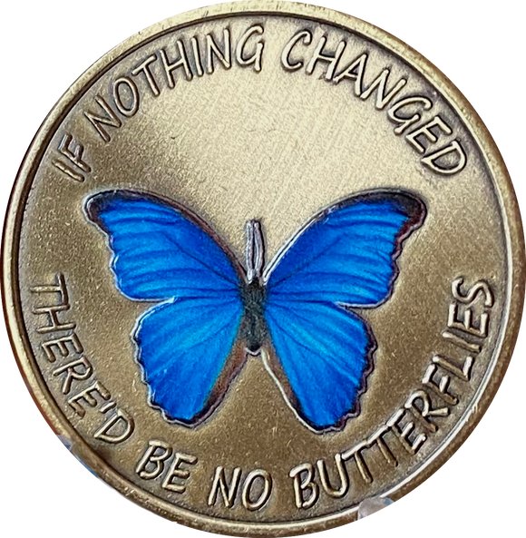 If Nothing Changed There'd Be No Butterflies Blue Color Butterfly Serenity Prayer Medallion