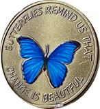 Butterflies Remind Us Change Is Beautiful Blue Color Serenity Prayer Medallion