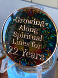 22 Year Multi-Color Tree Of Life Sobriety Medallion AA NA Chip Growing Along Spiritual Lines Back