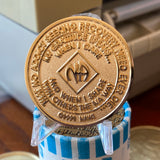 3 Year NA Clean Time Chip Bronze Sapphire Crystal Sobriety Medallion