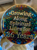 36 Year Multi-Color Tree Of Life Sobriety Medallion AA NA Chip Growing Along Spiritual Lines Back