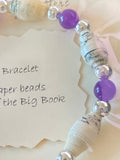 AA Big Book Bracelet Purple Beads Made From Real Pages From The Big Book