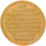 Serenity Prayer back of Be Still scripture coin