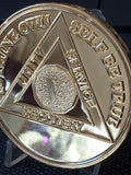 5 Year AA Medallion 22k Gold Plated Large 39mm Sobriety Chip