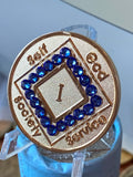 1 Year NA Clean Time Chip Sapphire Crystal Narcotics Anonymous Medallion