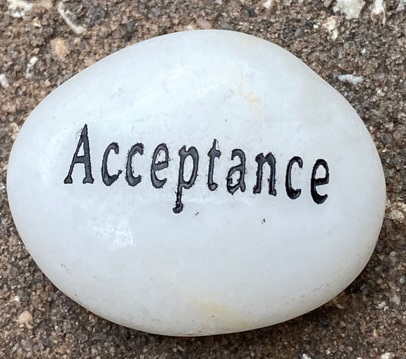 Acceptance Engraved Inspirational Pocket Stone White Natural River Polished Rock