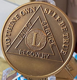 50 Year AA Medallion Premium Bronze Serenity Prayer Sobriety Chip