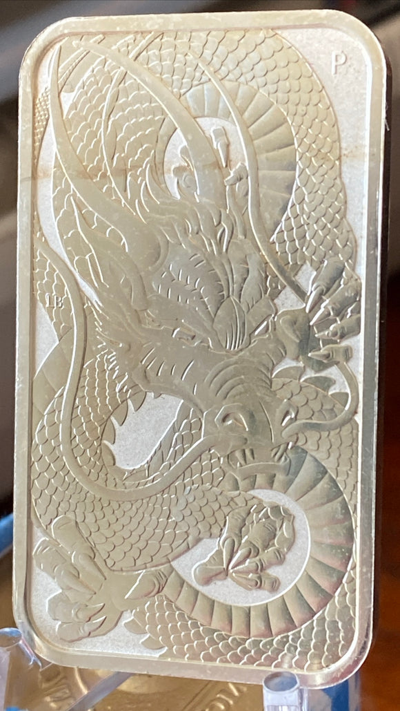 2021 Perth Mint 1 Oz .999 Silver Year of The Dragon Bar