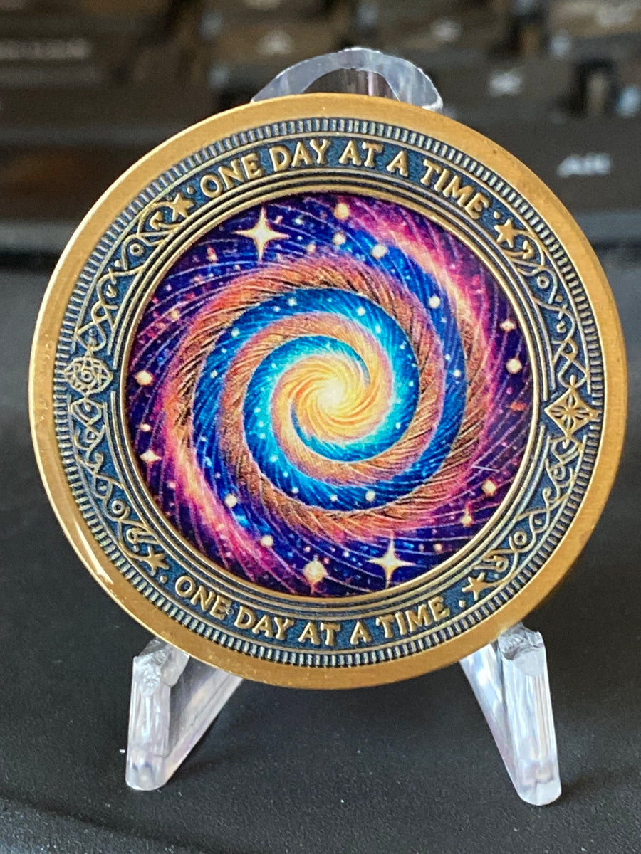 Cosmic Star Universe Spiral One Day At A Time Medallion Serenity Praye ...