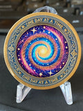 Cosmic Star Universe Spiral One Day At A Time Medallion Serenity Prayer Chip